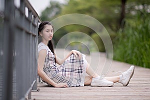 Portrait beautiful asian woman at park