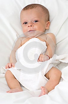 Portrait of a beautiful baby on white
