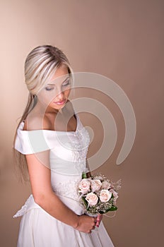 Portrait of beautiful blonde bride