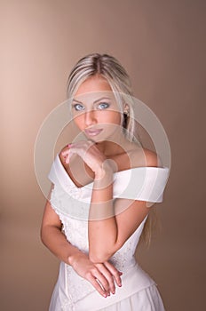 Portrait of beautiful blonde bride photo