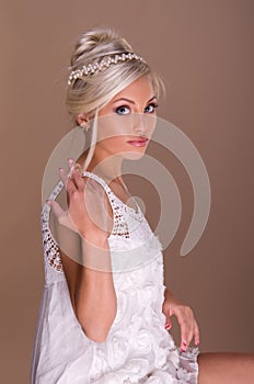 Portrait of beautiful blonde bride