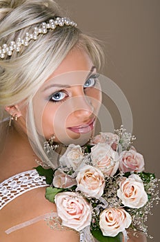 Portrait of beautiful blonde bride