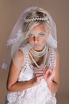 Portrait of beautiful blonde bride