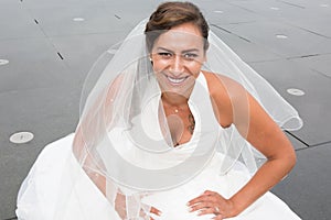 Portrait of beautiful bride posing in her wedding day