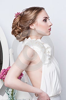 Portrait of beautiful bride. Wedding dress.