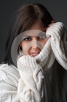 Portrait of beautiful brunette woman