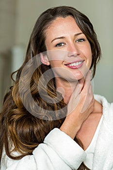 Portrait of beautiful brunette woman smiling