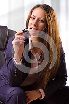 Portrait of beautiful business woman with glasses