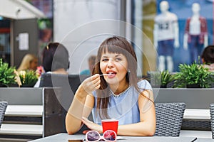 Portrait of beautiful caucasian woman