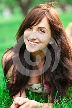 Portrait of the beautiful cheerful girl
