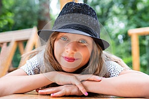 Portrait of a beautiful child in hat