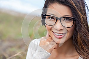 Chinese Asian Young Woman or Girl Wearing Glasses