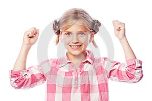 Portrait of a beautiful and confident girl showing thumbs up