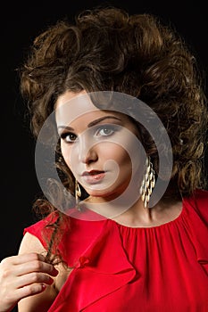 Portrait of beautiful curly woman