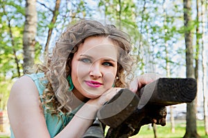 Portrait of beautiful cute girl in the park