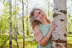 Portrait of beautiful cute girl in the park