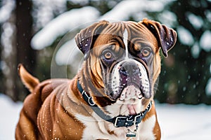 Portrait of a beautiful dog standing in the park. Generative AI photo