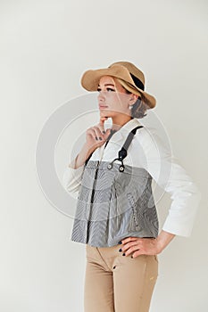 Portrait of a beautiful fashionable slender young woman
