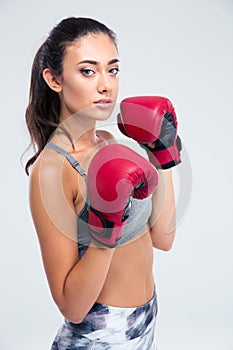 Portrait of a beautiful female boxer