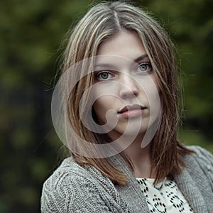 Portrait of a beautiful female face close-up