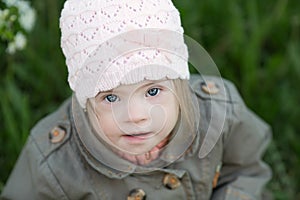 Portrait of a beautiful girl with Down syndrome