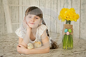 Portrait of a beautiful girl Easter decor