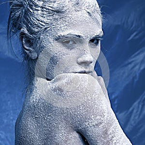 Portrait of a beautiful girl in the frost photo