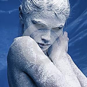 Portrait of a beautiful girl in the frost photo