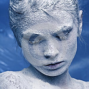 Portrait of a beautiful girl in the frost photo