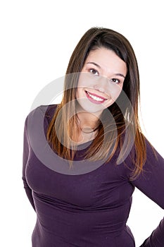 Portrait of a beautiful girl happy teenager smiling