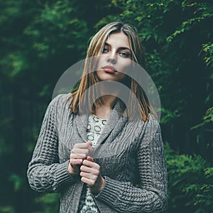 Portrait of a beautiful girl in a park