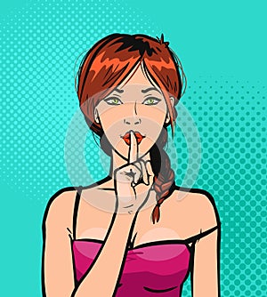 Portrait of beautiful girl or young woman in pop art retro comic style. Cartoon vector illustration