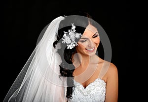 Portrait of the beautiful happy bride