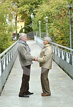 Portrait of beautiful happy mature couple resting together outdoors