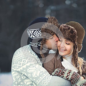 Portrait of a beautiful happy young couple in love