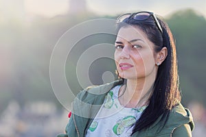 Portrait of a beautiful honest woman on the street