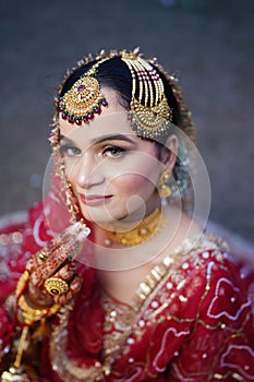 Portrait of beautiful Indian Punjabi bride.