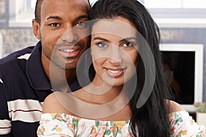 Portrait of beautiful interracial couple smiling