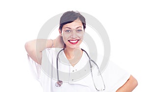 Portrait of beautiful laughing female doctor