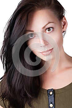 Portrait of a beautiful long-haired brunettes.