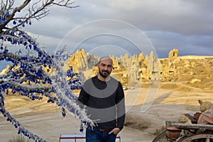 Portrait of beautiful man in Cappadocia