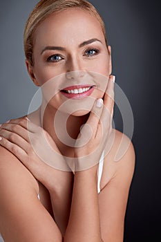 Portrait of beautiful maturity woman photo