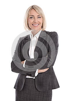 Portrait: Beautiful middle aged isolated businesswoman.