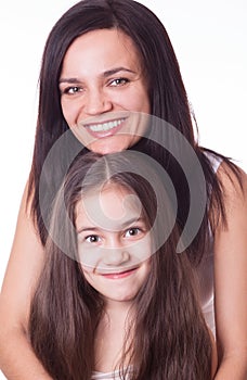 Portrait of beautiful mother and daughter