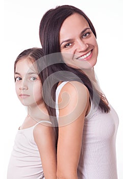 Portrait of beautiful mother and daughter