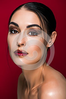 portrait of beautiful nude girl with makeup