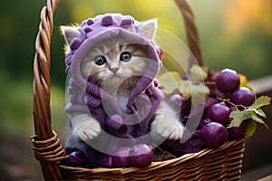 Portrait of a beautiful Persian cat dressed as grape fruit