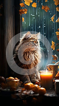 Portrait of beautiful Persian cat by a window