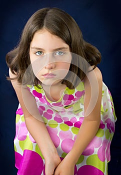 Portrait of beautiful sad little girl