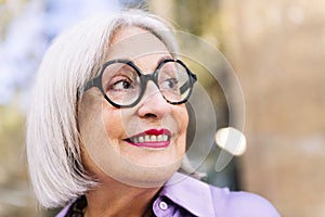 portrait of a beautiful senior woman smiling happy